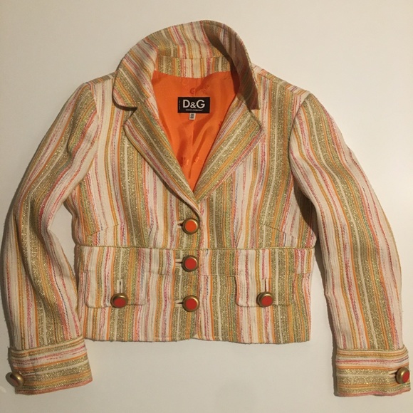 Dolce & Gabbana Gold-Yarn Cropped Blazer - Picture 1 of 6
